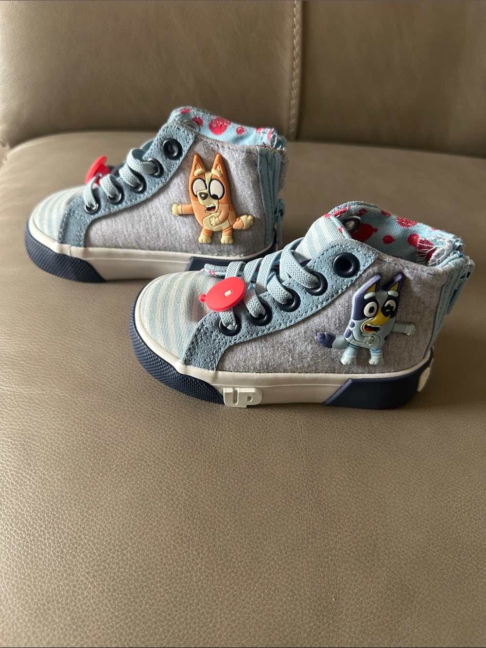 Kids Light Blue High-Top Sneakers with Character Patches